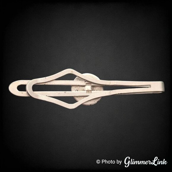 Vintage Hand Painted Sailboat Nautical Silver Tone Tie Bar Clip - Picture 6 of 9